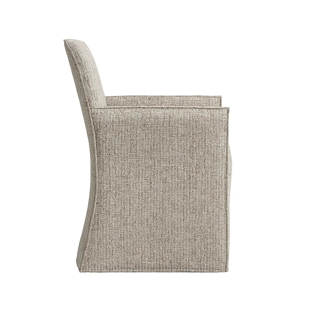 Oatmeal Grain WX8008 - 08 | Long-Skirt Dining Chair with armrest Slipcover