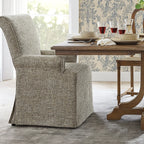 Oatmeal Grain WX8008 - 08 | Long-Skirt Dining Chair with armrest Slipcover