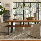 Oatmeal Grain WX8008 - 08 | Long-Skirt Dining Chair with armrest Slipcover