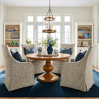 Oatmeal Grain WX8008 - 08 | Long-Skirt Dining Chair with armrest Slipcover