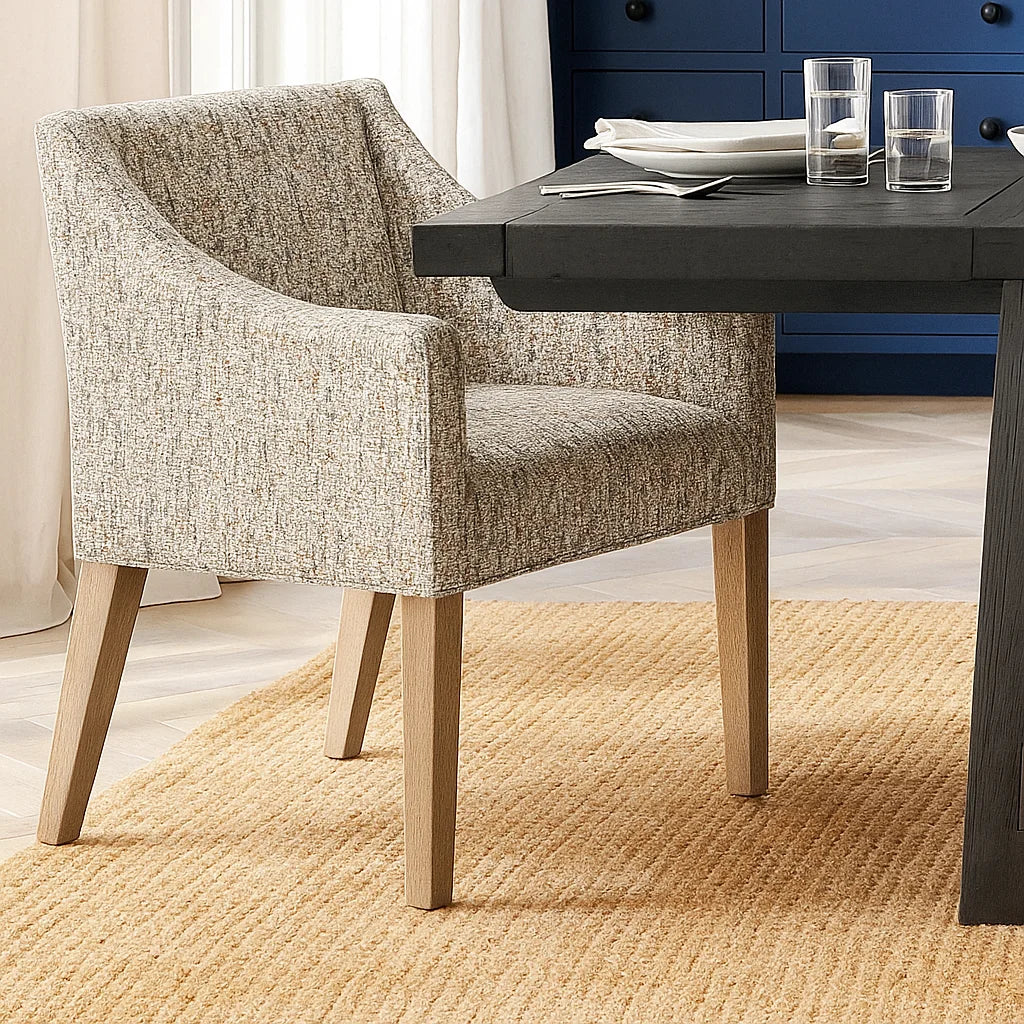 Oatmeal Grain WX8008 - 08 | Snug fit Dining Chair with armrest Slipcover