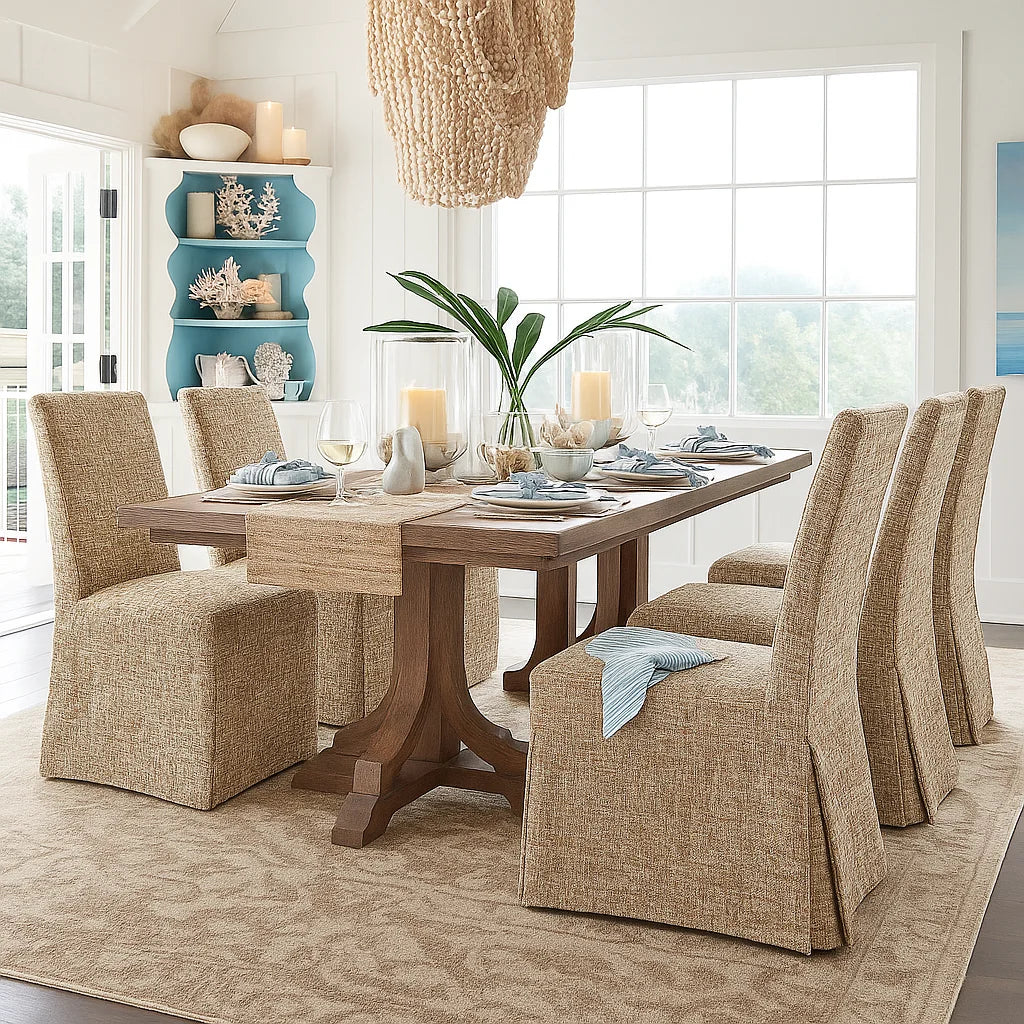 Olive Sprout WX8008 - 03 | Long-Skirt Dining Chair Slipcover