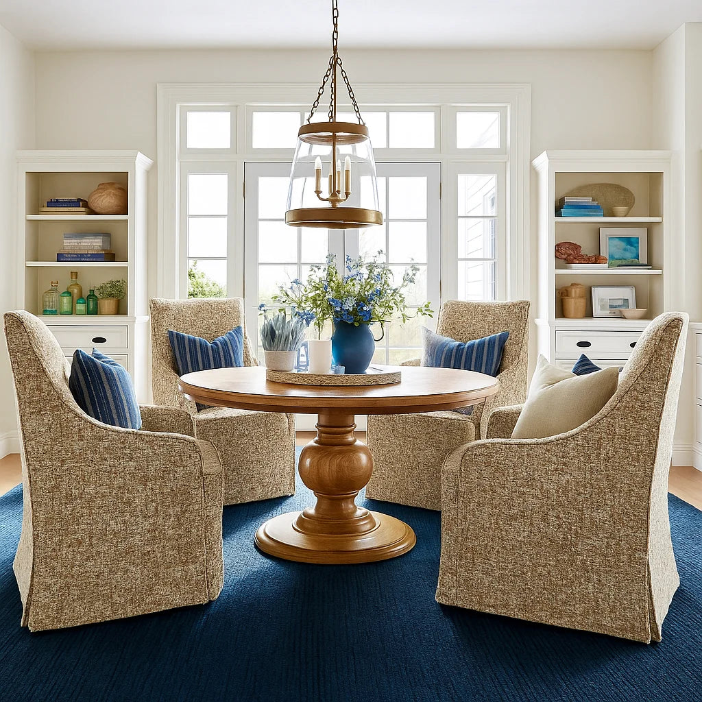 Olive Sprout WX8008 - 03 | Long-Skirt Dining Chair with armrest Slipcover