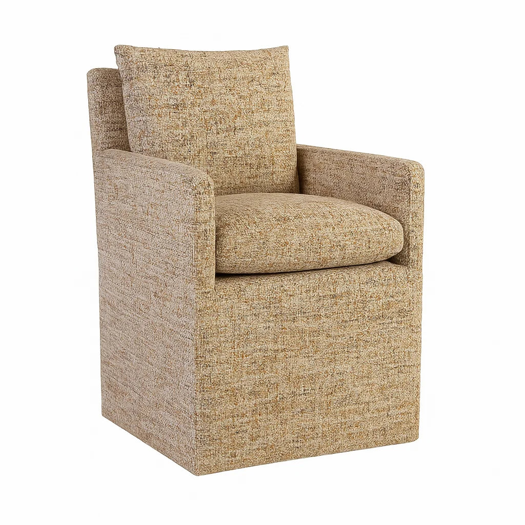 Olive Sprout WX8008 - 03 | Long-Skirt Dining Chair with armrest Slipcover