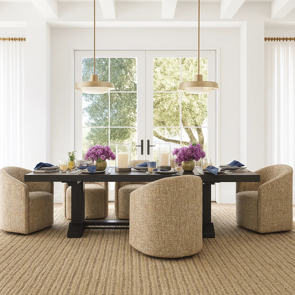 Olive Sprout WX8008 - 03 | Long-Skirt Dining Chair with armrest Slipcover