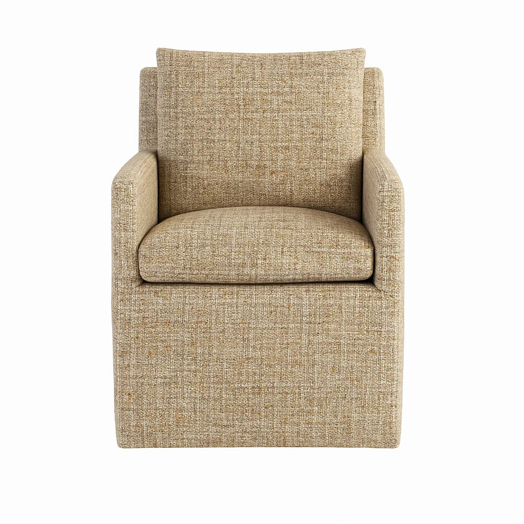 Olive Sprout WX8008 - 03 | Long-Skirt Dining Chair with armrest Slipcover