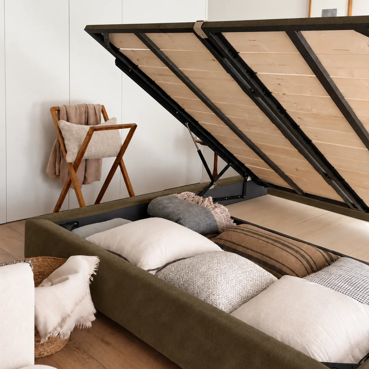 Olive · Stretch-Fit Bed Frame Cover