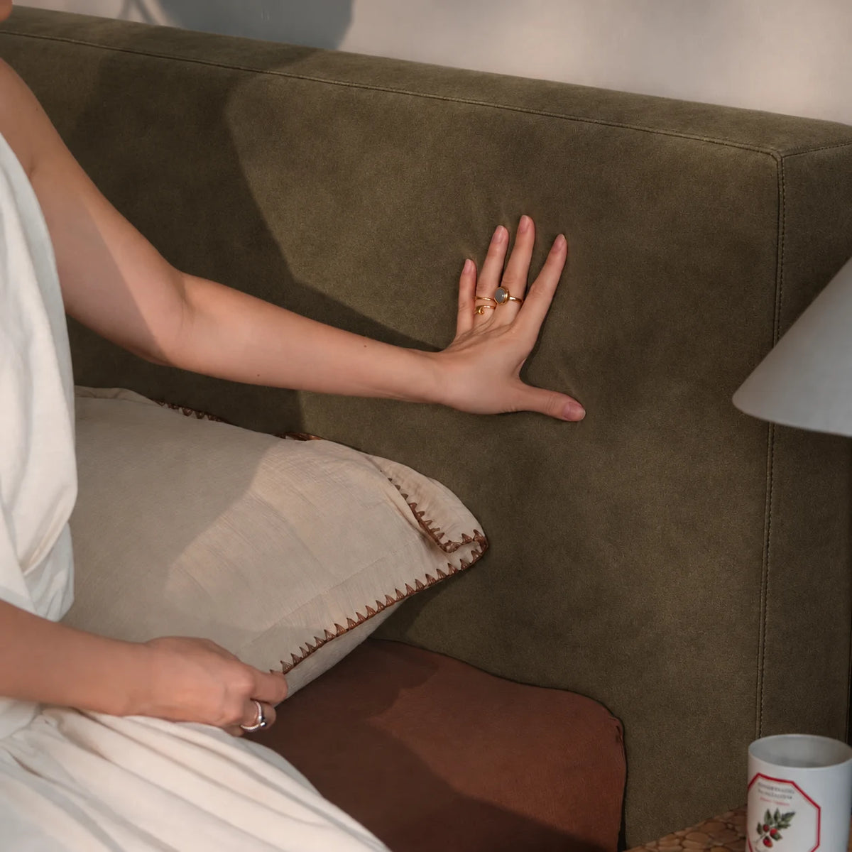 Olive · Stretch-Fit Bed Headboard Cover