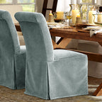 Pale Silver Gray WB PBV2042 - 20 | Long-Skirt Dining Chair Slipcover