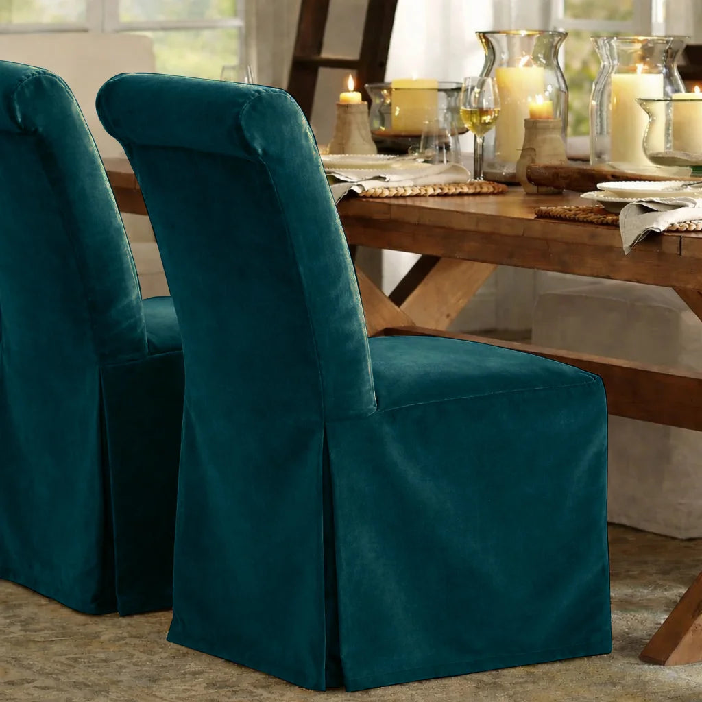 Peacock Blue WB PBV2042 - 39 | Long-Skirt Dining Chair Slipcover