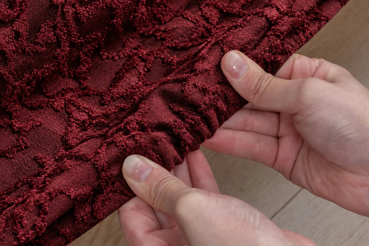 Red Glaze · Stretch-Fit Inset Bed Frame Cover · Elastic Bands + Back Elastic