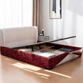 Red Glaze · Stretch-Fit Inset Bed Frame Cover · Tie Straps + Back Elastic