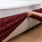 Red Glaze · Stretch-Fit Inset Bed Frame Cover · Tie Straps + Back Elastic