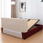 Red Glaze · Stretch-Fit Inset Bed Frame Cover · Tie Straps + Back Elastic
