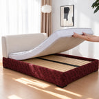 Red Glaze · Stretch-Fit Inset Bed Frame Cover · Tie Straps + Back Elastic