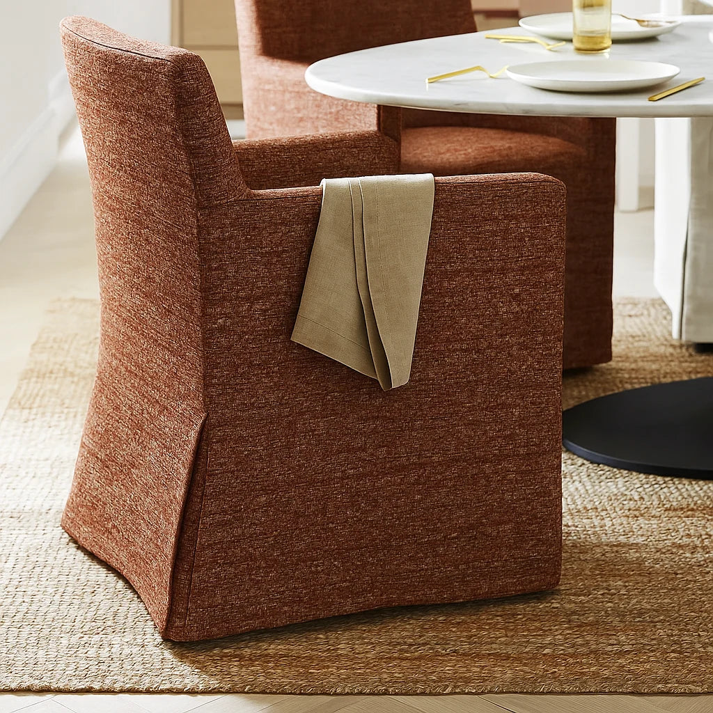 Rouge WX8008 - 11 | Long-Skirt Dining Chair with armrest Slipcover