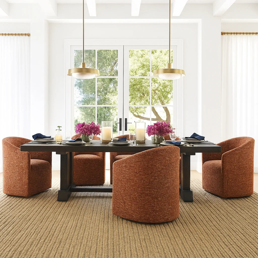 Rouge WX8008 - 11 | Long-Skirt Dining Chair with armrest Slipcover