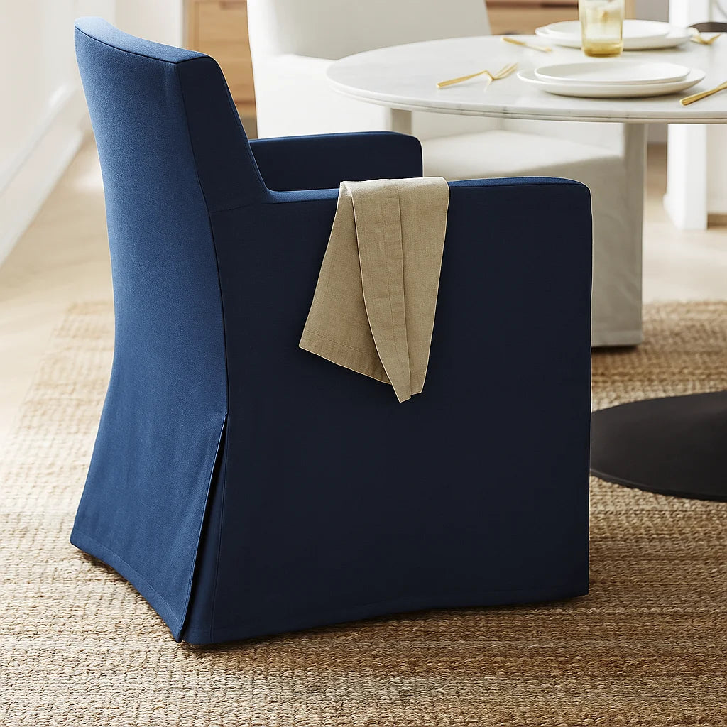 Royal Blue WB PBV2042 - 46 | Long-Skirt Dining Chair with armrest Slipcover