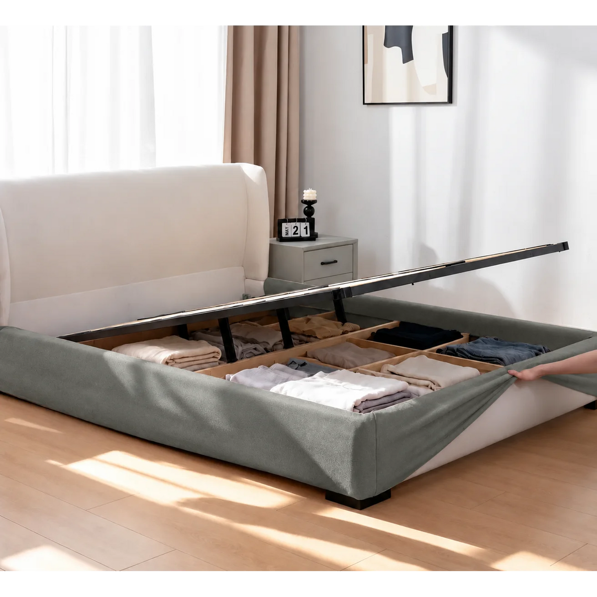 Sage Green · Stretch-Fit Bed Frame Cover