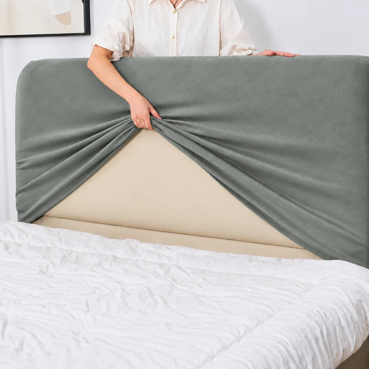 Sage Green · Stretch-Fit Bed Headboard Cover