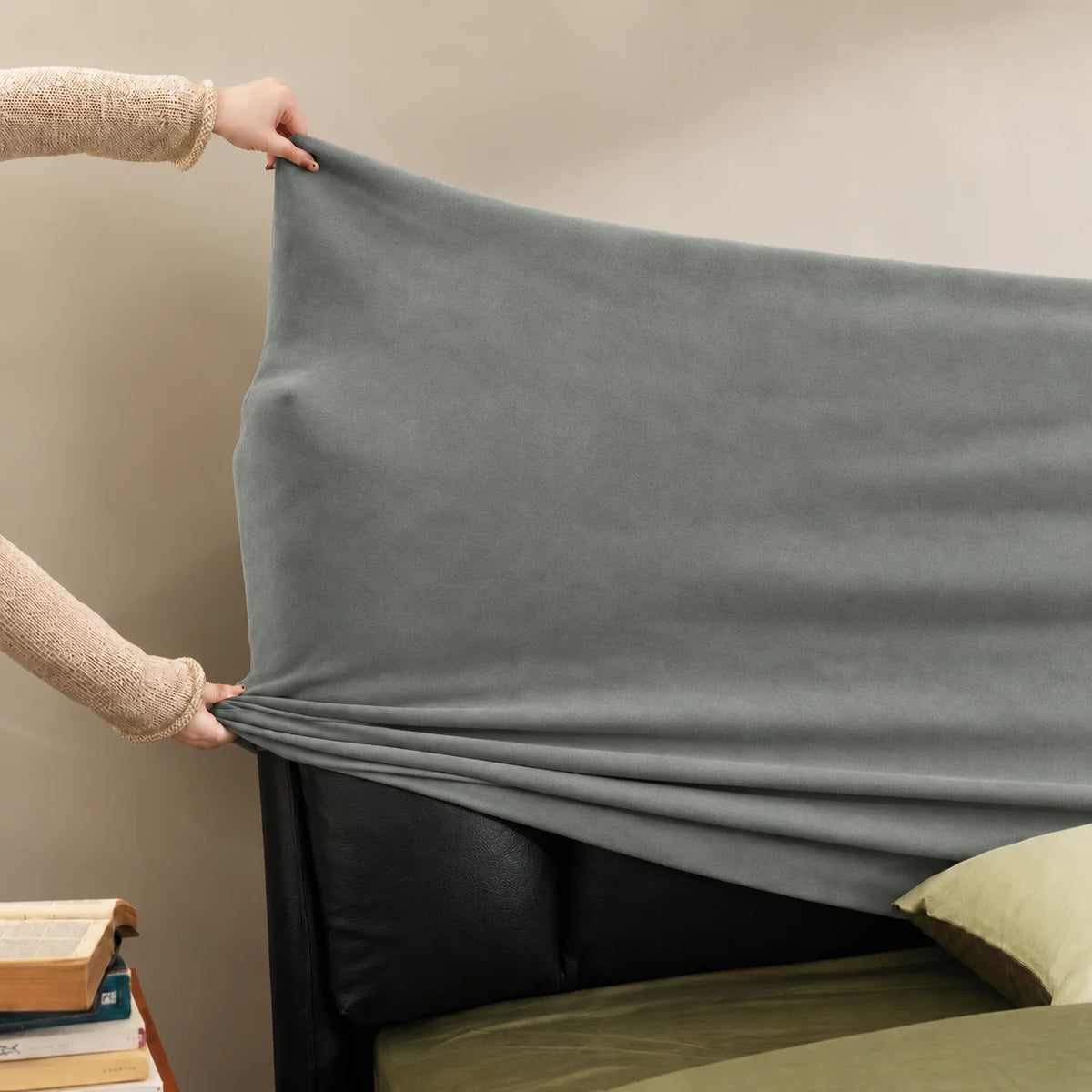 Sage Green · Stretch-Fit Bed Headboard Cover