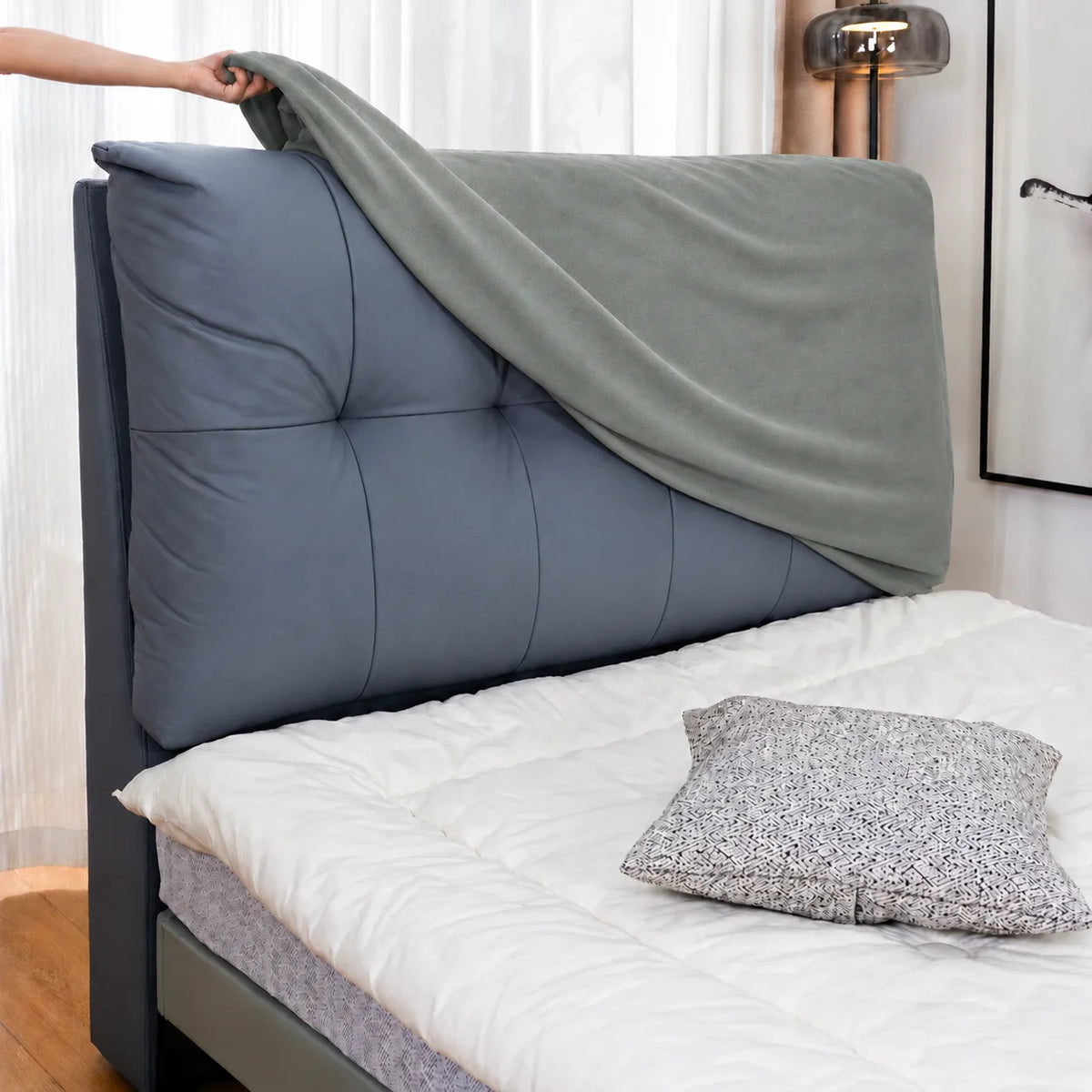Sage Green · Stretch-Fit Bed Headboard Cover