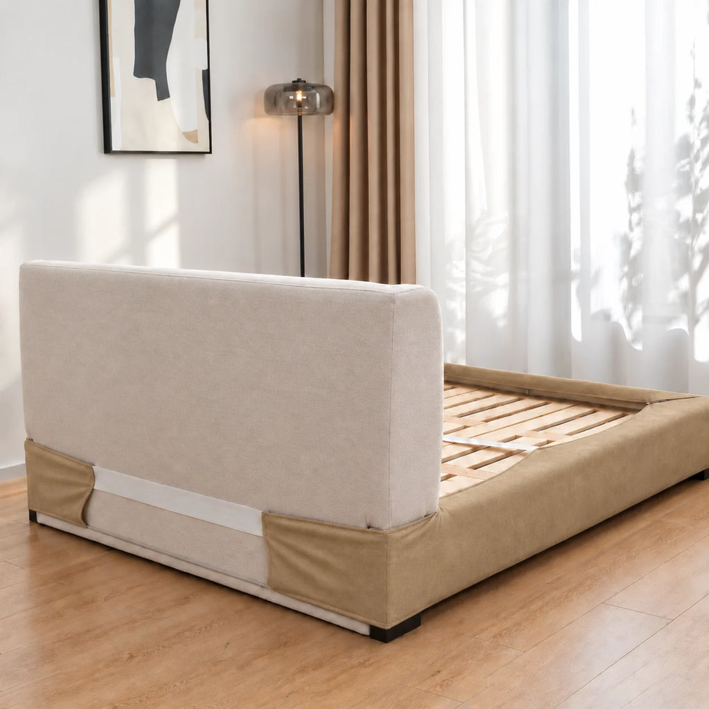 Sand Beige · Stretch-Fit Bed Frame Cover