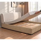 Sand Beige · Stretch-Fit Bed Frame Cover
