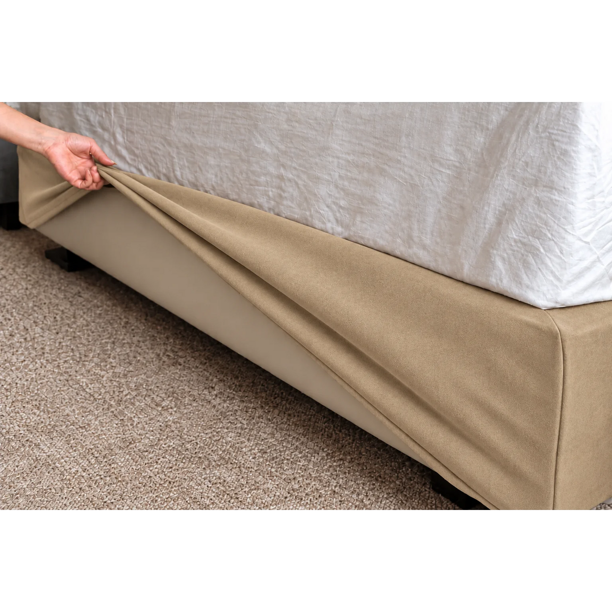 Sand Beige · Stretch-Fit Bed Frame Cover