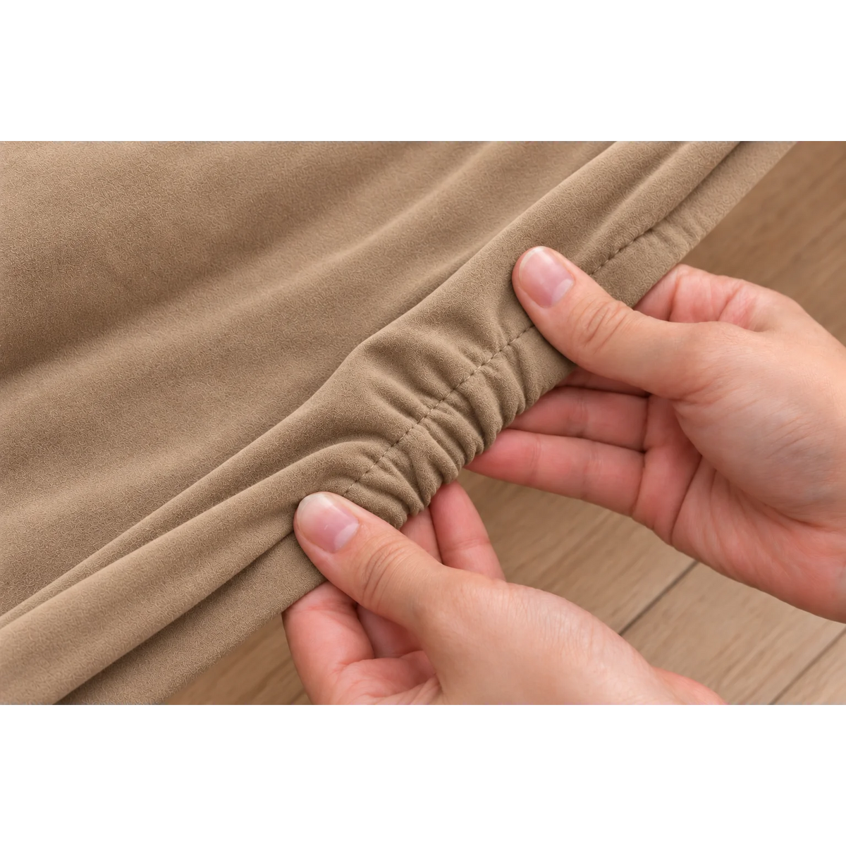 Sand Beige · Stretch-Fit Bed Frame Cover