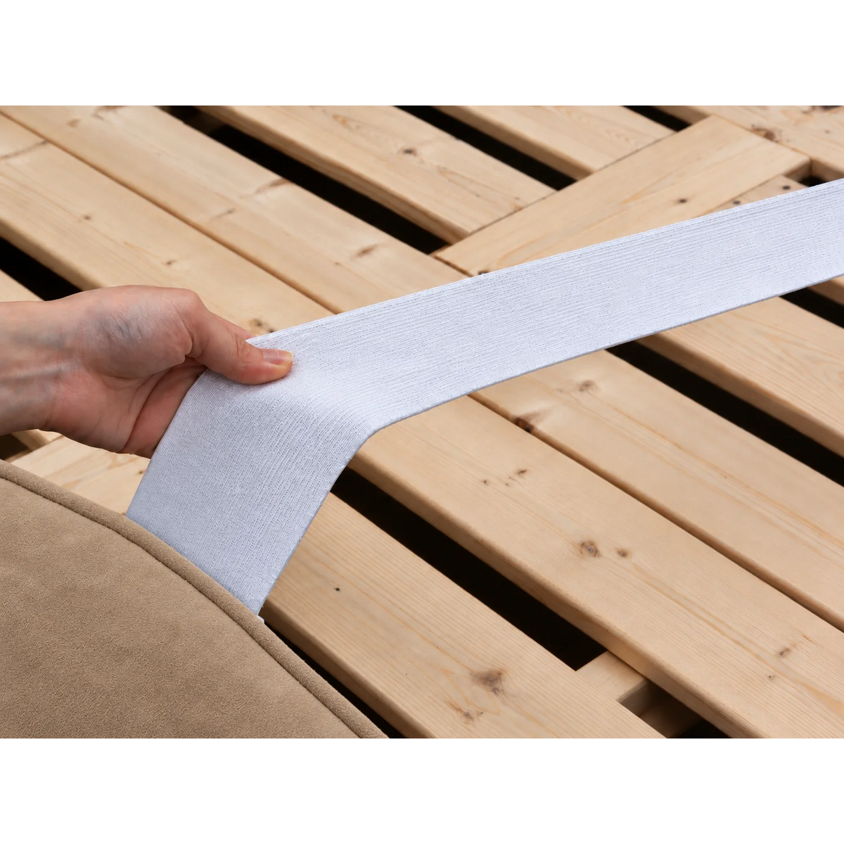 Sand Beige · Stretch-Fit Bed Frame Cover