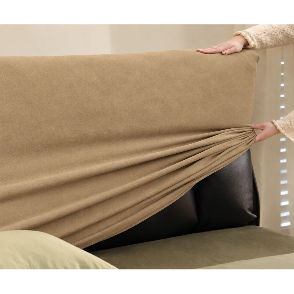 Sand Beige · Stretch-Fit Bed Headboard Cover