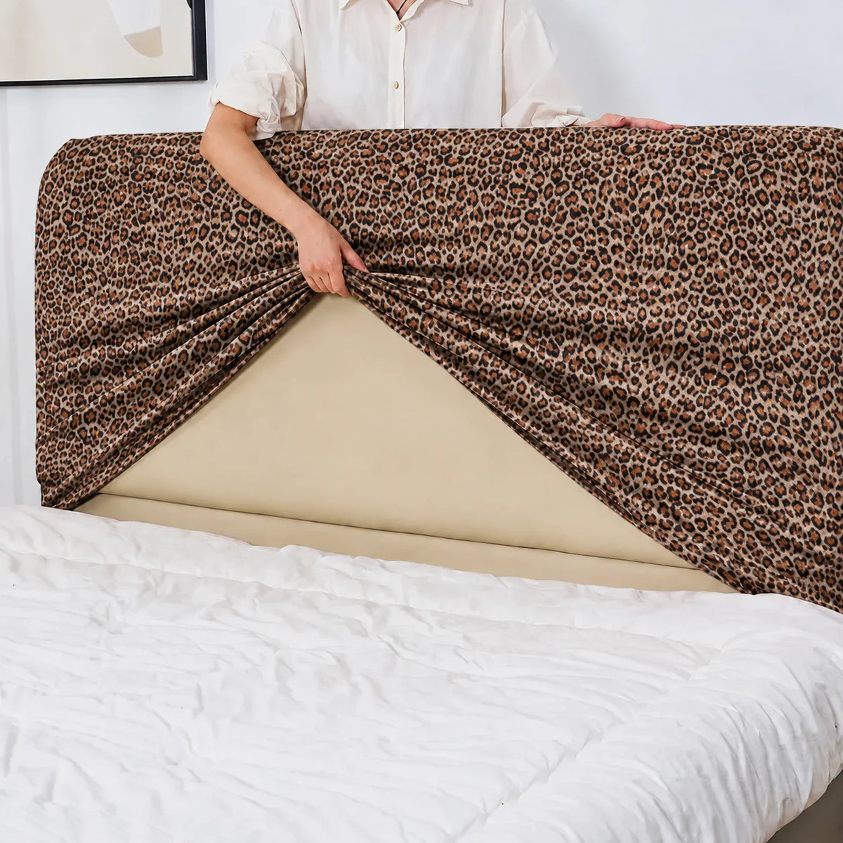 Savanna Leopard · Stretch-Fit Bed Headboard Cover