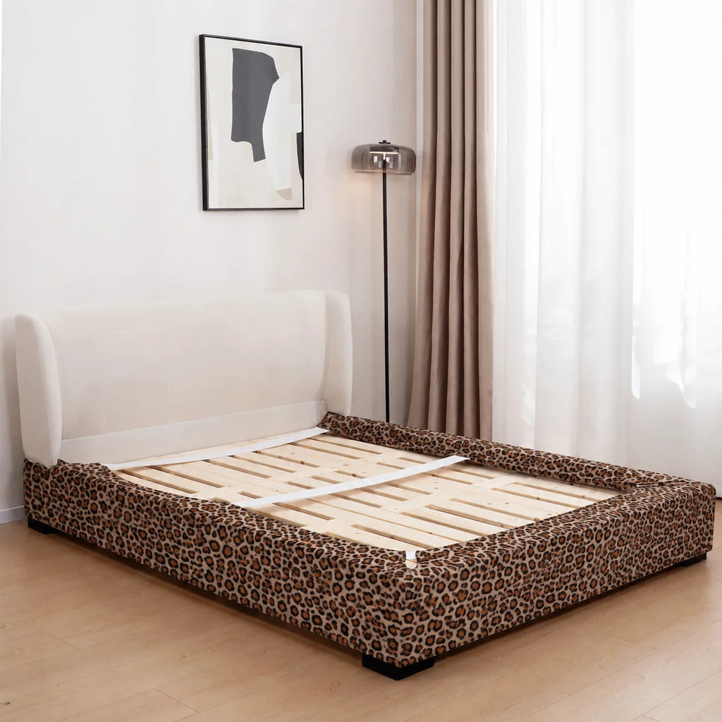 Savanna Leopard · Stretch-Fit Inset Bed Frame Cover · Elastic Bands + Back Elastic