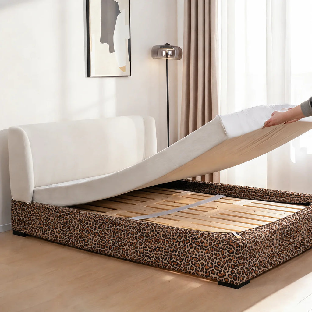 Savanna Leopard · Stretch-Fit Inset Bed Frame Cover · Elastic Bands + Back Elastic