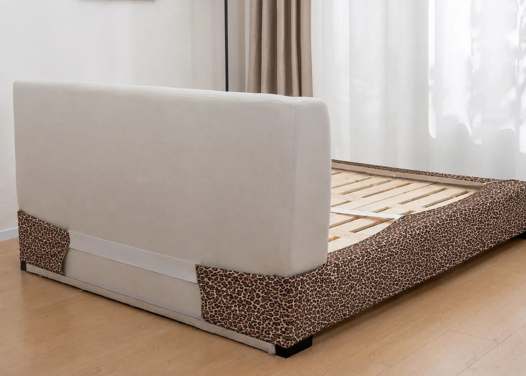 Savanna Leopard · Stretch-Fit Inset Bed Frame Cover · Elastic Bands + Back Elastic