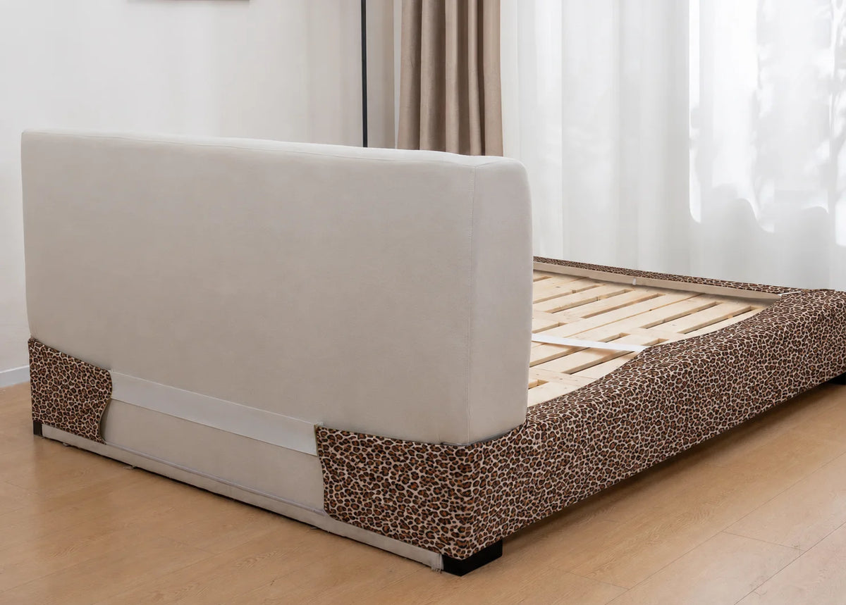 Savanna Leopard · Stretch-Fit Inset Bed Frame Cover · Elastic Bands + Back Elastic