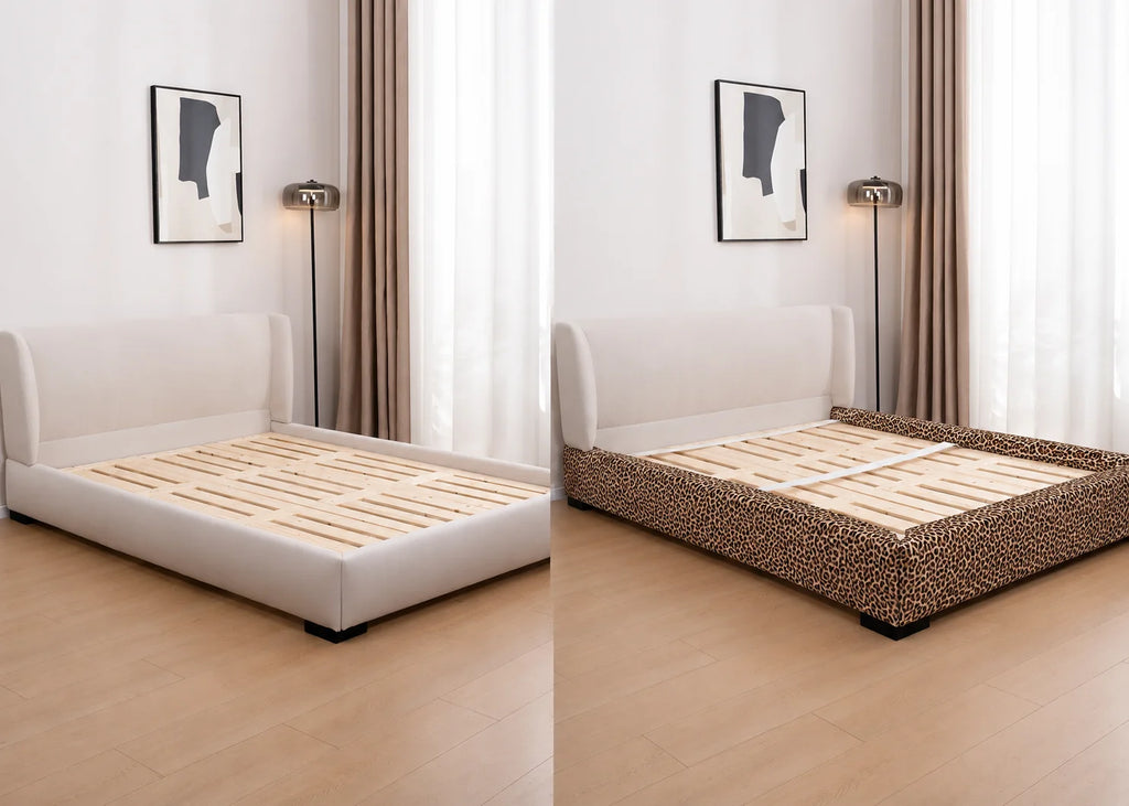 Savanna Leopard · Stretch-Fit Inset Bed Frame Cover · Elastic Bands + Back Elastic