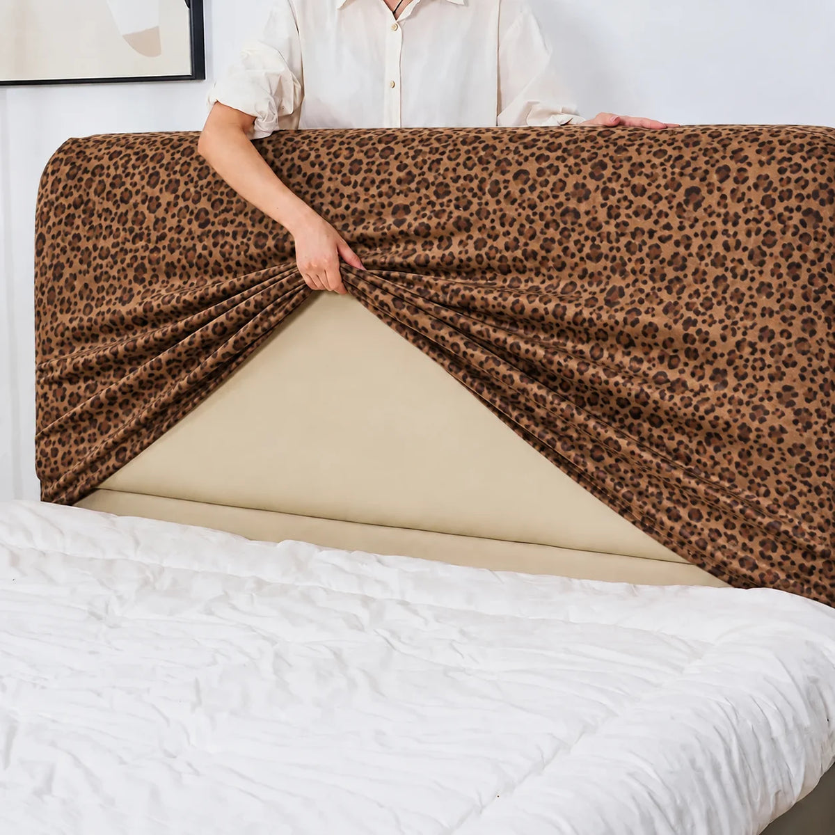 Serengeti Leopard · Stretch-Fit Bed Headboard Cover
