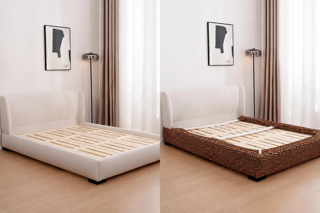 Serengeti Leopard · Stretch-Fit Inset Bed Frame Cover · Elastic Bands + Back Elastic