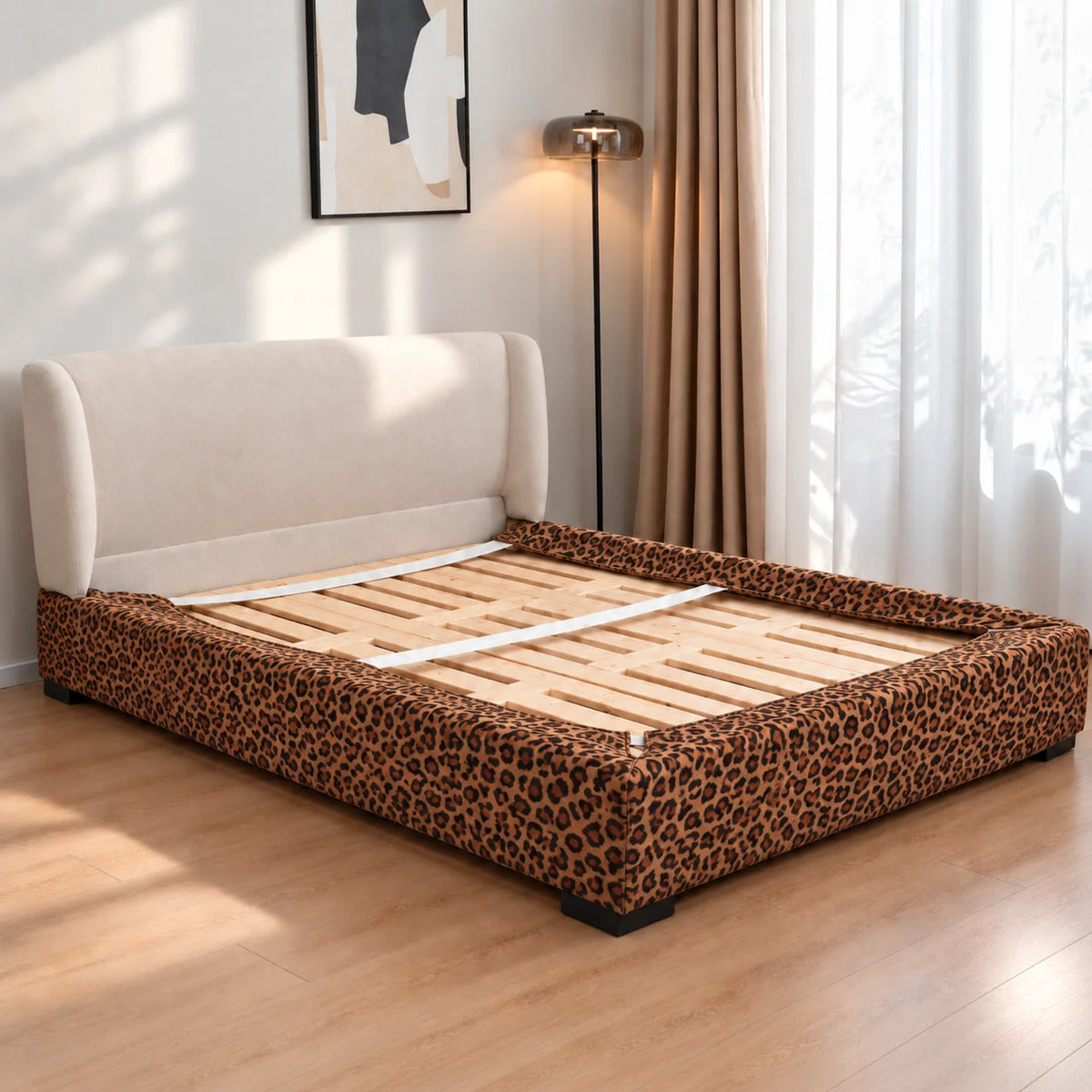 Serengeti Leopard · Stretch-Fit Inset Bed Frame Cover · Elastic Bands + Back Elastic