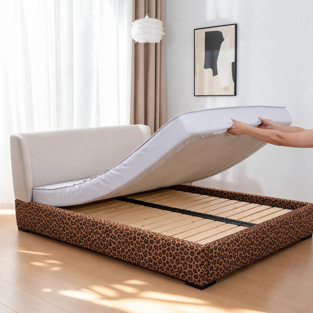 Serengeti Leopard · Stretch-Fit Inset Bed Frame Cover · Tie Straps + Back Elastic