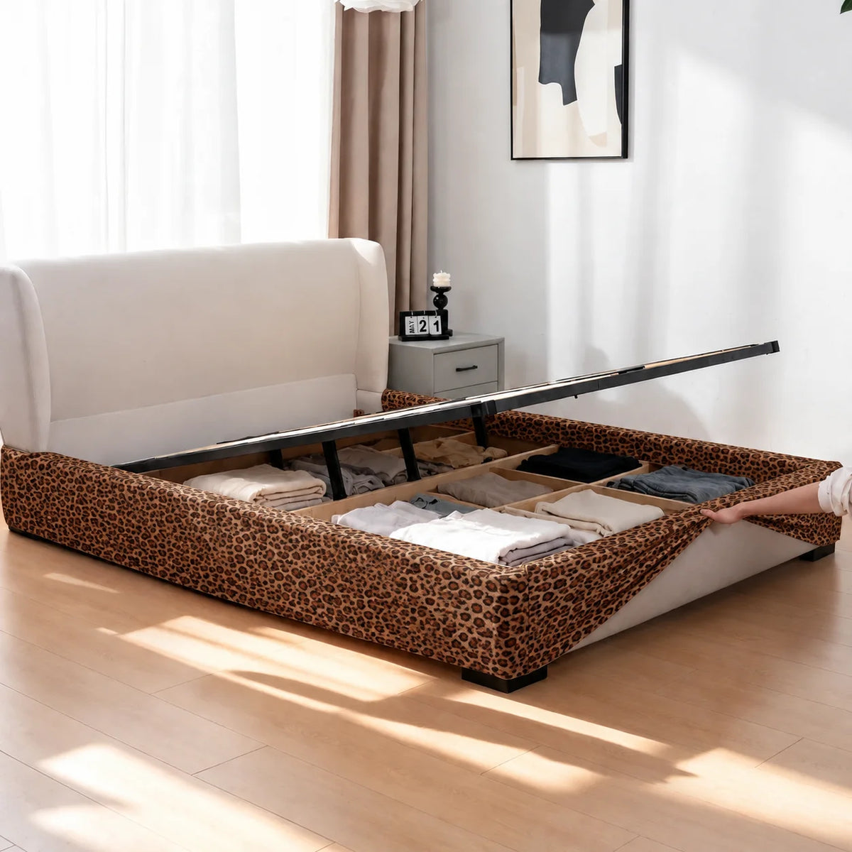 Serengeti Leopard · Stretch-Fit Inset Bed Frame Cover · Tie Straps + Back Elastic