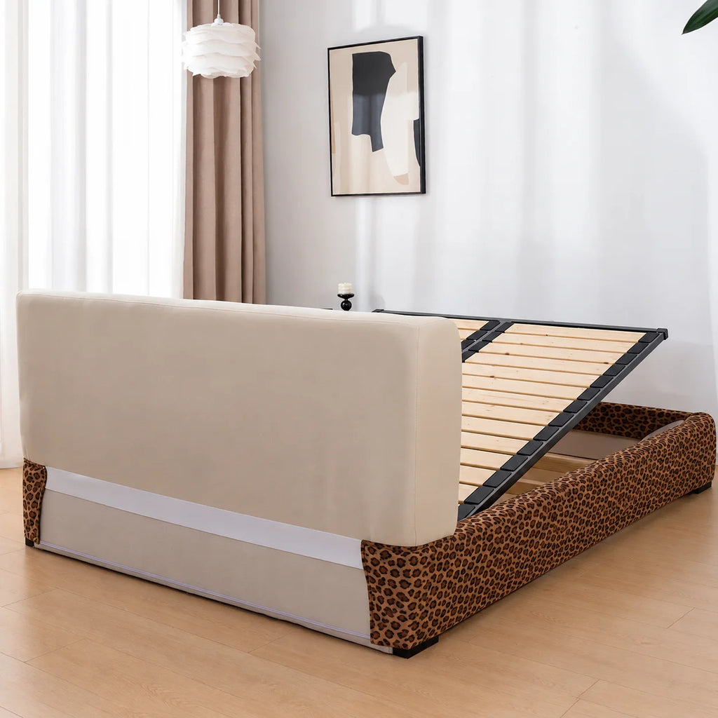 Serengeti Leopard · Stretch-Fit Inset Bed Frame Cover · Tie Straps + Back Elastic