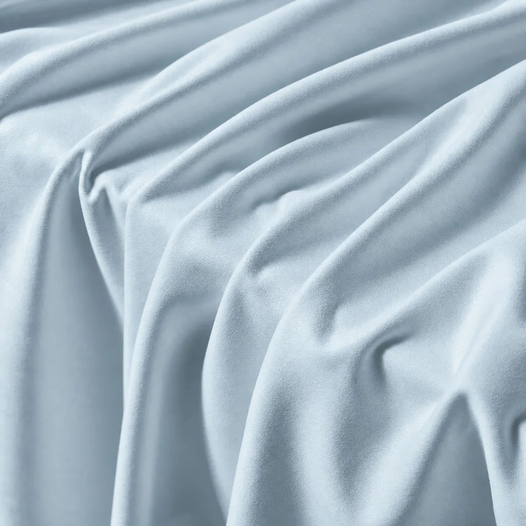 Sky Blue · Stretch-Fit Inset Bed Frame Cover · Tie Straps + Back Elastic