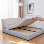 Sky Blue · Stretch-Fit Inset Bed Frame Cover · Tie Straps + Back Elastic