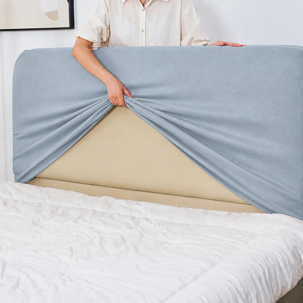 Sky Blue · Stretch-Fit Bed Headboard Cover