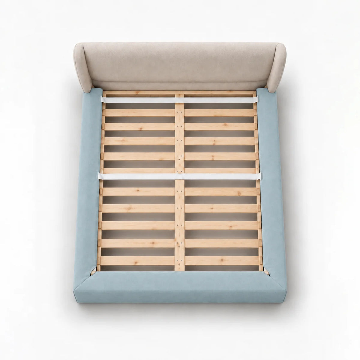 Sky Blue · Stretch-Fit Inset Bed Frame Cover · Elastic Bands + Back Elastic