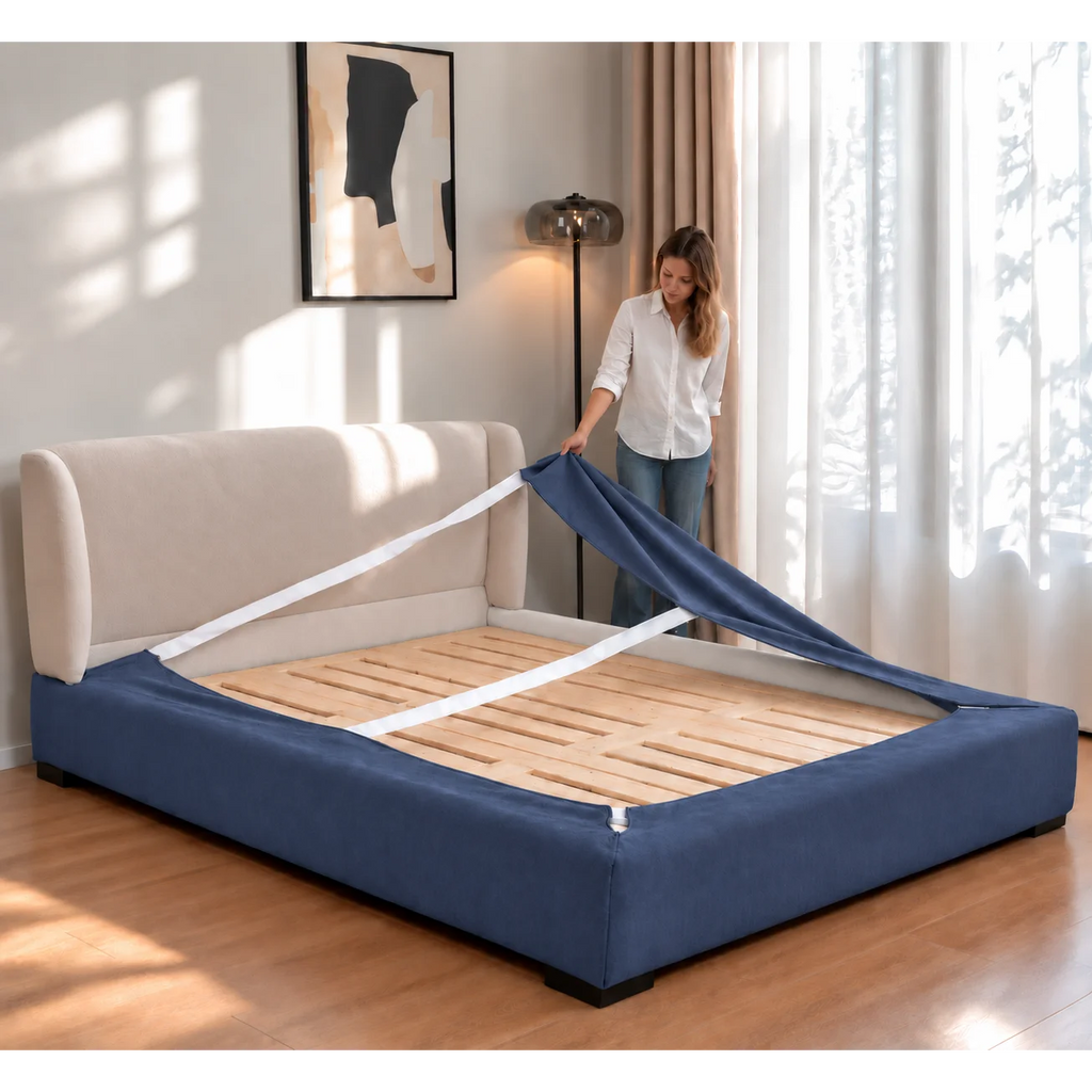 Slate Blue · Stretch-Fit Bed Frame Cover