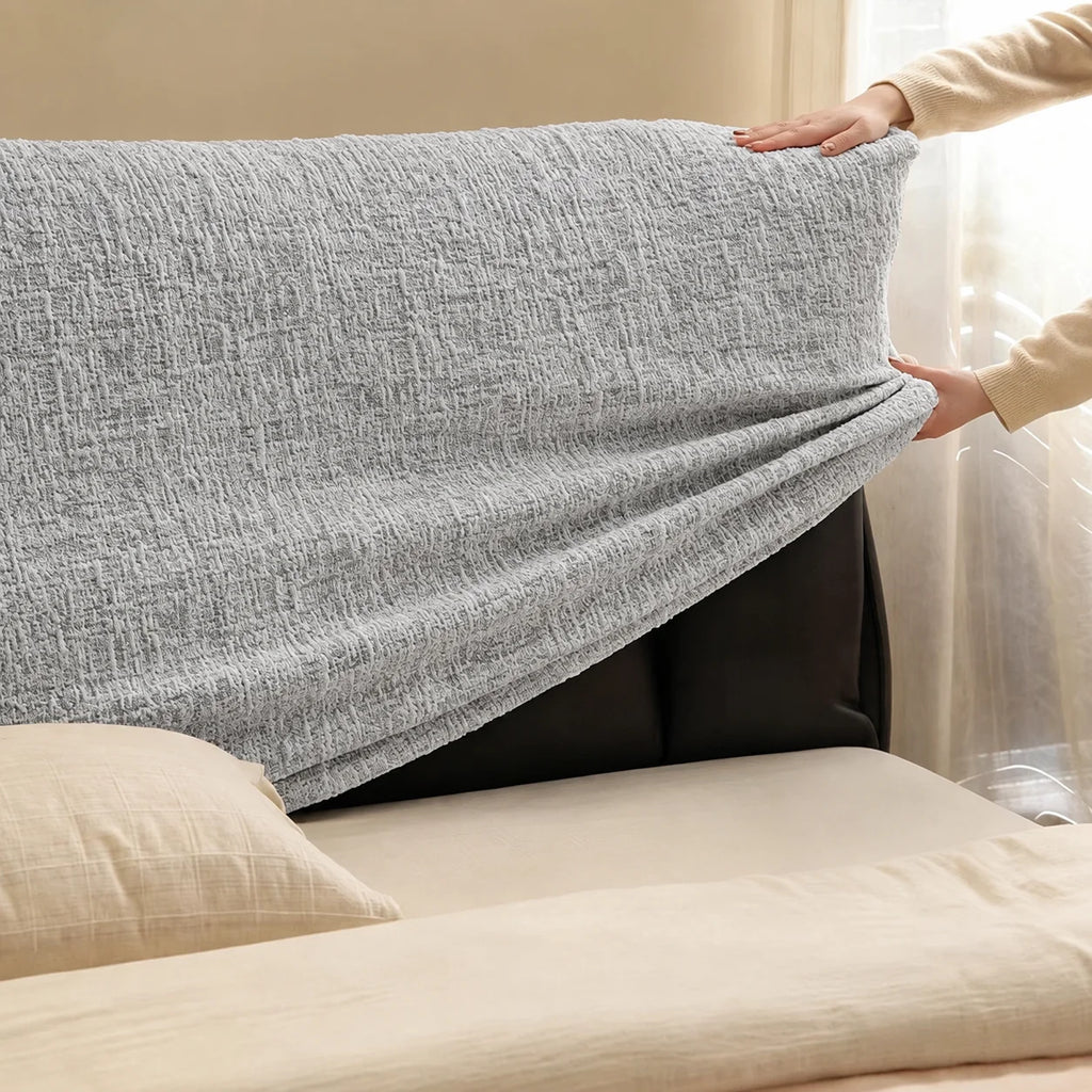 Woven Linen-Texture Stretch-Fit Bed Headboard Cover